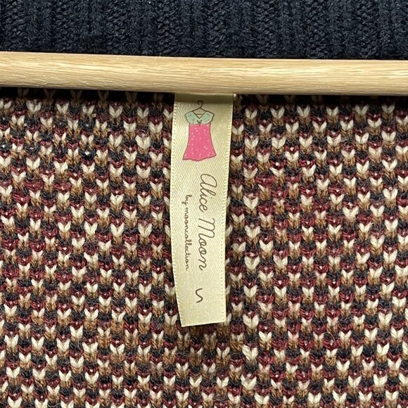 Alice Moon Vintage-Inspired Aztec Patterned Shawl Collar Cardigan Sweater S - Picture 2 of 5